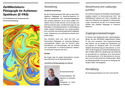 Flyer - Zertifikatskurs: Pädagogik im Autismus-Spektrum (Z-PAS)